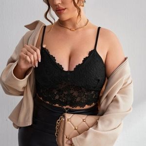 Black lace crop cami